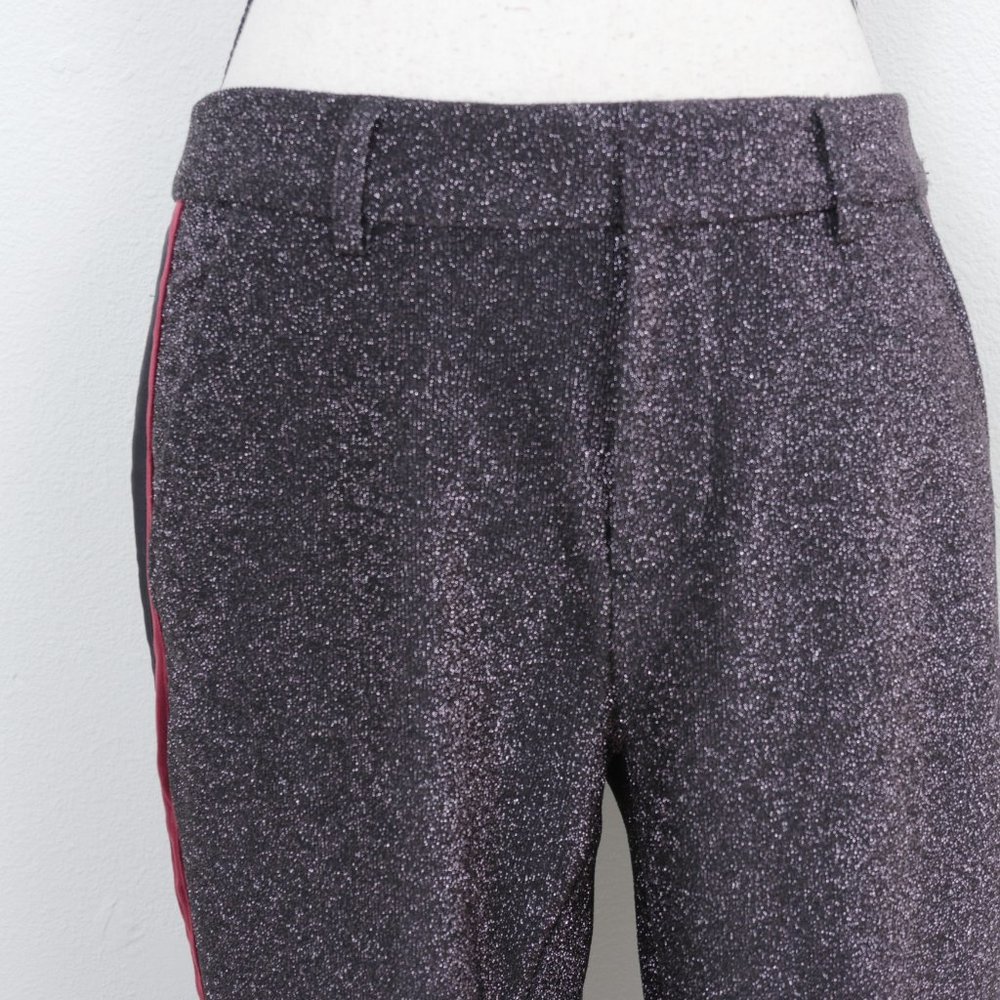 Scotch & Soda Black Red Wine Side Stripe Metallic Glitter Low Rise Size SZ Pant - Picture 5 of 16